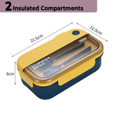 Kuber Industries Insulated Lunch Box for Kids & Adults|Premium Food-Grade PP Plastic|Leakproof & Spill Proof|Dishwasher & Microwave Safe Lunch Box|1000 ML|HX0043128|Yellow & Blue (Pack of 2)